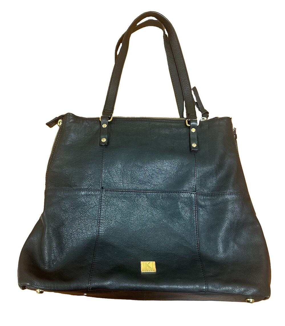 KOOBA Everette Black Leather Tote Bag Shoulder Purse Designer Hobo Handbag